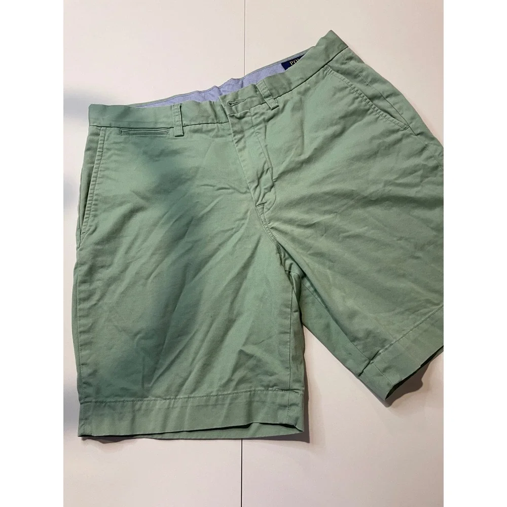 Polo Ralph Lauren Mens Sage Green Stretch Classic Fit Chino Shorts Size 33